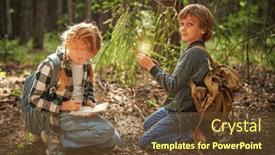  Presentation with expedition - PPT theme consisting of active-children-two-curious-kids background and a  colored foreground