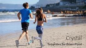  Presentation with cardio - PPT theme having active couple friends running along background and a soft green colored foreground