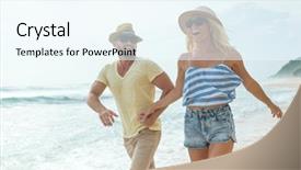  Presentation with active seniors senior couple - Amazing slide deck having active couple on the beach backdrop and a cool aqua colored foreground
