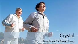  Presentation with lifestyle - Colorful slide deck enhanced with lifestyle elderly - portrait of happy mature couple backdrop and a light blue colored foreground