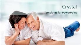  Presentation with sweet - Beautiful PPT theme featuring lifestyle elderly - sweet senior couple backdrop and a sky blue colored foreground