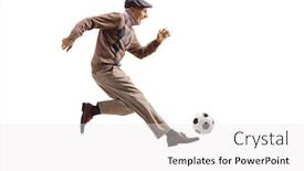  Presentation with elderly - Beautiful slide set featuring active-elderly-man-playing-football backdrop and a white colored foreground