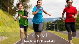  Presentation with kids exercise - Theme consisting of active family - mother and kids background and a violet colored foreground