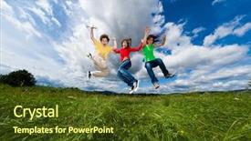  Presentation with fitness - PPT theme with active family - mother and kids background and a tawny brown colored foreground