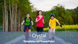  Presentation with kids exercise - Colorful PPT theme enhanced with active family - mother and kids backdrop and a ocean colored foreground