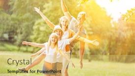  Presentation with children fitness - Slide deck featuring active-family-and-children background and a yellow colored foreground