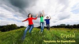  Presentation with kids - Presentation theme with active-family-mother-and-kids background and a tawny brown colored foreground