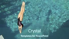 Presentation with swimming pool - Beautiful PPT layouts featuring active female diver diving upside backdrop and a ocean colored foreground