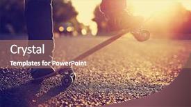  Presentation with vintage retro - PPT layouts consisting of active filtetrws - silhouette of skateboarder jumping background and a coral colored foreground