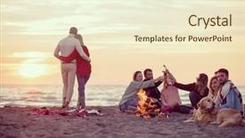  Presentation with campfire - PPT theme having active filtetrws - young couple enjoying with friends background and a cream colored foreground