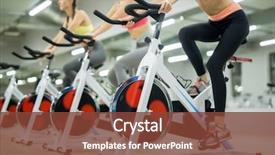  Presentation with training - Slide set featuring active girls training on sport background and a  colored foreground