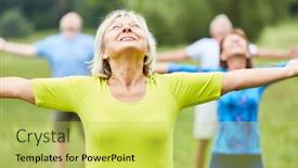  Presentation with gymnastics - Presentation consisting of active-group-of-seniors-doing background and a yellow colored foreground