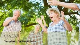  Presentation with home garden - Colorful slide deck enhanced with active-group-seniors-playing-bocce backdrop and a yellow colored foreground