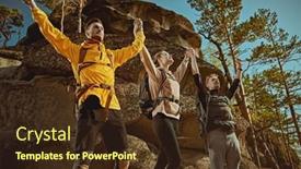  Presentation with mountain climb - PPT layouts with active-healthy-lifestyle-a-group background and a tawny brown colored foreground