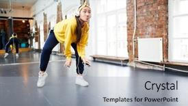  Presentation with hip hop dancing - Slide set consisting of active hip hop dancer learning background and a light gray colored foreground
