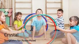  Presentation with kids gym - Beautiful presentation featuring active kids group in gym backdrop and a coral colored foreground