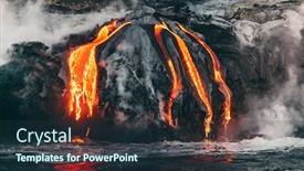  Presentation with volcano - Presentation theme with active-lava-flow-volcanic-eruption background and a tawny brown colored foreground