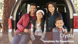  Presentation with family - Audience pleasing slides consisting of active leaning - portrait of family sitting backdrop and a violet colored foreground