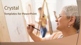  Presentation with school art and music - Cool new theme with active learning - art school creativity and people backdrop and a lemonade colored foreground