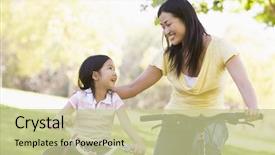  Presentation with e bikes - Theme with active learning - woman and young girl background and a soft green colored foreground