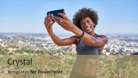  Presentation with elementary school african american female career day - Slide deck consisting of active lifestyle - fit african american woman taking background and a  colored foreground