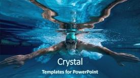  Presentation with safety training poor housekeeping - Beautiful presentation theme featuring active lifestyle - fit swimmer training by himself backdrop and a ocean colored foreground