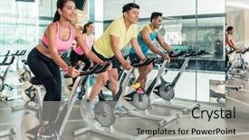  Presentation with women cycling - Slides consisting of active lifestyle burning calorie background and a light gray colored foreground