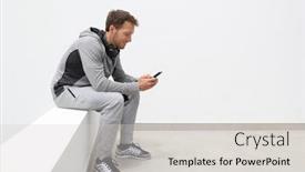  Presentation with online app - Audience pleasing slide deck consisting of active-lifestyle-young-person-holding backdrop and a light gray colored foreground