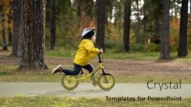  Presentation with road safety - PPT theme with active-little-boy-in-casualwear background and a yellow colored foreground