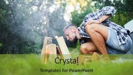  Presentation with fire - Colorful theme enhanced with active man blowing on fire backdrop and a gold colored foreground