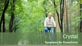  Presentation with summer trees - Slide deck consisting of active man riding bicycle along background and a  colored foreground