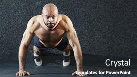  Presentation with gym - Slide deck consisting of active-muscular-man-doing-push background and a dark gray colored foreground