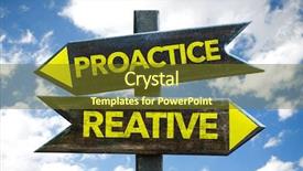  Presentation with proactive vs reactive - Presentation theme with active passive - reactive - proactive crossroad background and a tawny brown colored foreground