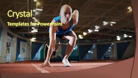  Presentation with waiting line - Colorful presentation enhanced with active runner with handicapped leg backdrop and a tawny brown colored foreground