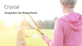  Presentation with badminton - Slide deck featuring active-senior-couple-playing-badminton background and a white colored foreground