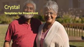  Presentation with nursing - Amazing presentation design having active senior couple smilling backdrop and a tawny brown colored foreground