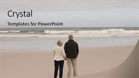  Presentation with ocean wave - Theme having active senior couple standing background and a light gray colored foreground