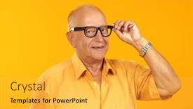  Presentation with active lifestyle - Presentation theme having active-senior-man-in-casual background and a yellow colored foreground