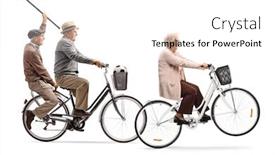  Presentation with bicycles - PPT layouts having active-senior-people-riding-bicycles background and a white colored foreground