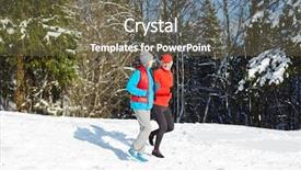  Presentation with winter sports - Presentation design enhanced with active senior spouses having sports background and a violet colored foreground