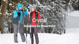  Presentation with physical activity seniors active senior - Cool new PPT theme with active senior spouses having talk backdrop and a gray colored foreground