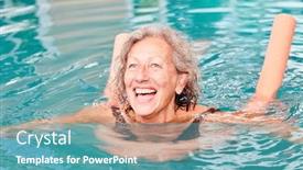  Presentation with senior fitness - Colorful presentation theme enhanced with active-senior-woman-is-having backdrop and a teal colored foreground