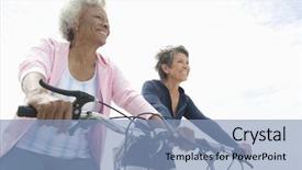  Presentation with low angle view of hockey - Presentation theme featuring active seniors - low angle view of senior background and a light blue colored foreground