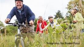  Presentation with seniors - Beautiful slide deck featuring active-seniors-group backdrop and a yellow colored foreground