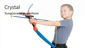  Presentation with toothpaste little kid boy brushing - Colorful PPT theme enhanced with active shooter - blonde boy shooting a bow backdrop and a white colored foreground