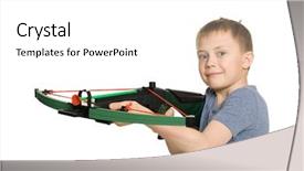  Presentation with active shooter - PPT theme consisting of active shooter - smiling boy with the crossbow background and a white colored foreground