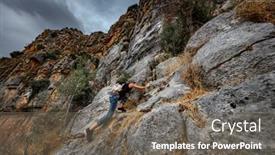  Presentation with climbing mountains - Theme featuring active-sportive-woman-climbing background and a gray colored foreground