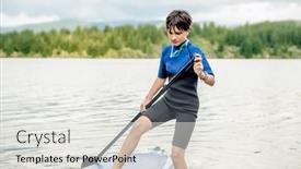  Presentation with active lifestyle - Slide set having active-teen-girl-paddling background and a light gray colored foreground