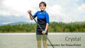  Presentation with active lifestyle - PPT layouts enhanced with active-teen-girl-paddling background and a mint green colored foreground