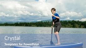  Presentation with active lifestyle - PPT theme with active-teen-girl-paddling background and a teal colored foreground